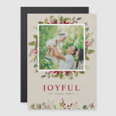 Joyful Greenery | Magnetic Holiday-fotokaart (Voorkant / Achterkant)