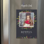 Joyful Greenery | Magnetic Holiday-fotokaart
