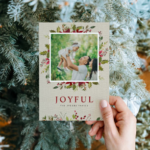 Joyful Greenery   Magnetic Holiday-fotokaart