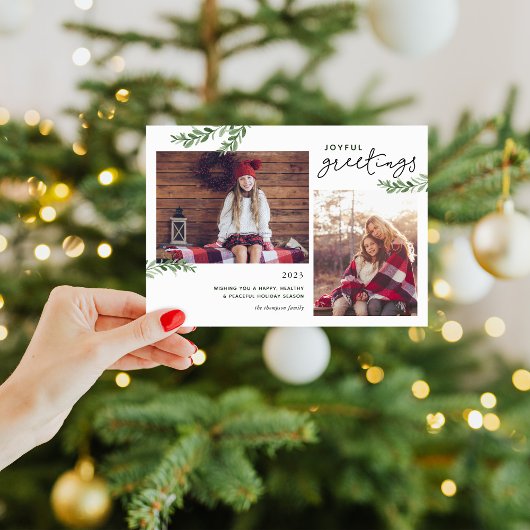 Joyful Greetings | Greenery Branches 2 Foto Feestdagenkaart