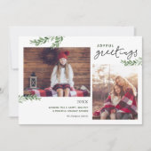 Joyful Greetings | Greenery Branches 2 Foto Feestdagenkaart (Voorkant)