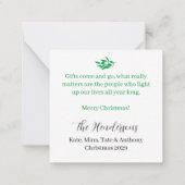 Joyful Greetings Merry Kerstmis BUDGET Nota Kaart Notitiekaartje (Achterkant)