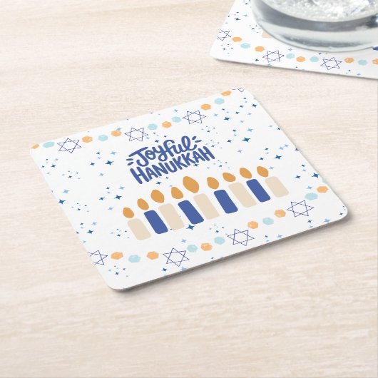 Joyful Hanukkah Kartonnen Onderzetters (Schuin)