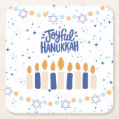 Joyful Hanukkah Kartonnen Onderzetters (Voorkant)