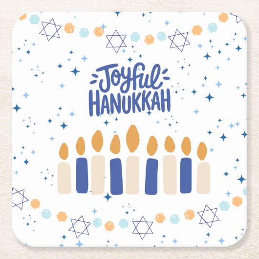 Joyful Hanukkah Kartonnen Onderzetters (Voorkant)