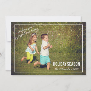 Joyful & Happy Holiday Season Vakantieknopkaart Feestdagenkaart