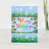 Joyful Happy Holidays Seasonal Graphic Feestdagen Kaart (Voorkant)