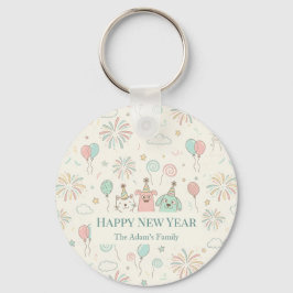 Joyful Happy New Year 2026 Keychain