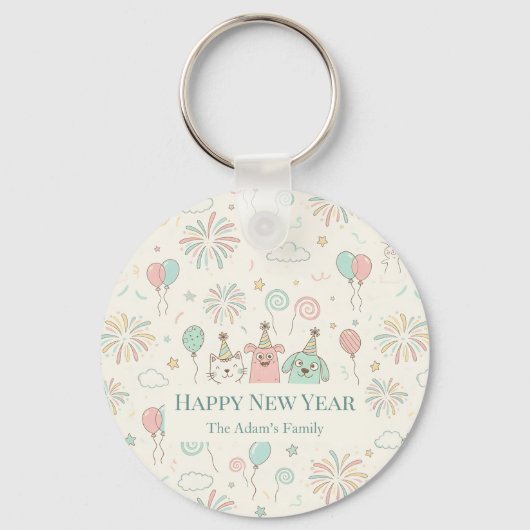 Joyful Happy New Year 2026 Keychain (Voorkant)