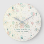 Joyful Happy New Year 2026 Kids Name Custom Grote Klok (Voorkant)