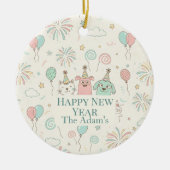 Joyful Happy New Year 2026 Name Keramisch Ornament (Voorkant)