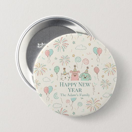 Joyful Happy New Year 2026  Ronde Button 7,6 Cm (Voorkant /achterkant)