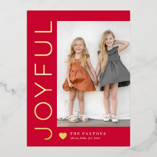 Joyful Heart Editable Color Folie Holiday Briefkaa Feestdagen Briefkaart