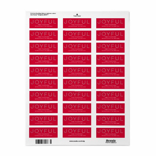 Joyful Heart EDITABLE COLOR Holiday Address Label (Full Sheet)