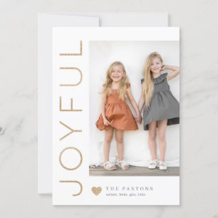 Joyful Heart EDITABLE COLOR Holiday Photo Card Feestdagenkaart