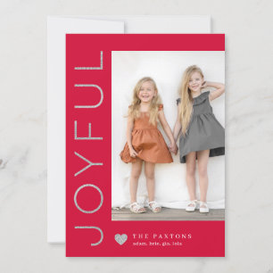 Joyful Heart EDITABLE COLOR Holiday Photo Card Feestdagenkaart