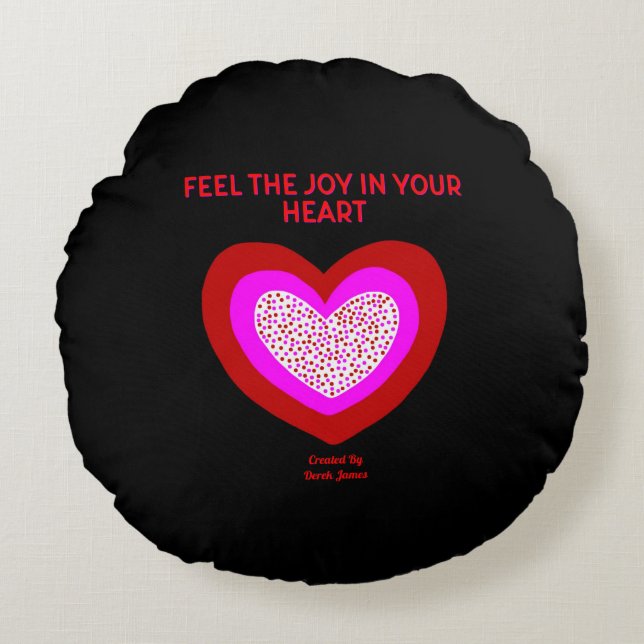 Joyful Heart Round Sierkussen Rond Kussen (Voorkant)