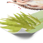 Joyful Hedgehog Garden Party Baby shower Welkom Poster (Hoek)