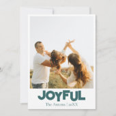 Joyful Holiday Family Photo Transformative Teal Feestdagenkaart (Voorkant)