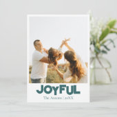 Joyful Holiday Family Photo Transformative Teal Feestdagenkaart (Staand voorkant)