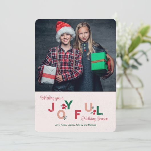 Joyful Holiday-fotokaart Aankondiging (Staand voorkant)