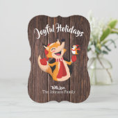 Joyful Holiday Fox & bird Flat Kaart (Staand voorkant)