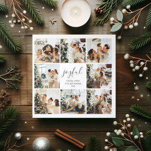 Joyful Holiday Kerstmis 12 Foto White Drieluik Wenskaart