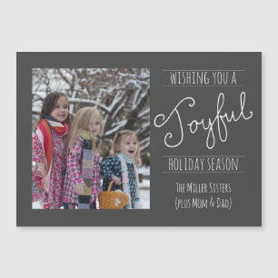 Joyful Holiday Modern Family Photo Magnetic Kaart