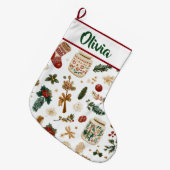 Joyful Holiday Pattern | Christmas Stocking  Grote Kerstsok (Voorkant (Hangend))