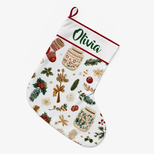 Joyful Holiday Pattern | Christmas Stocking  Grote Kerstsok (Voorkant (Hangend))