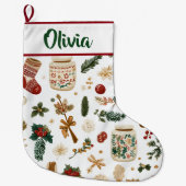 Joyful Holiday Pattern | Christmas Stocking  Grote Kerstsok (Voorkant)