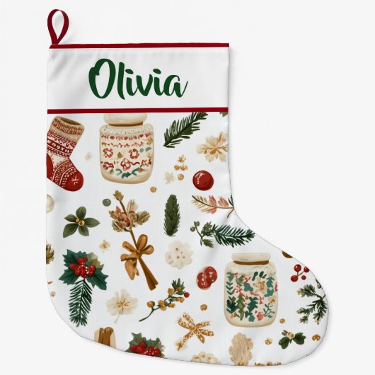 Joyful Holiday Pattern | Christmas Stocking  Grote Kerstsok (Voorkant)