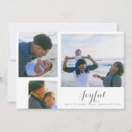 Joyful Holiday Photo Card in White Feestdagenkaart (Voorkant)