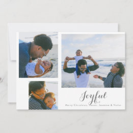 Joyful Holiday Photo Card in White Feestdagenkaart
