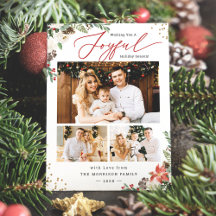 Joyful Holiday Season Winter Floral 3 Fotokaarten