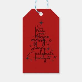 Joyful Holiday Tree - Typografie Art Feestelijke w Cadeaulabel