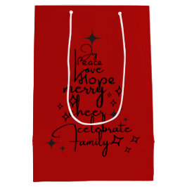 Joyful Holiday Tree - Typografie Art Feestelijke w Medium Cadeauzakje