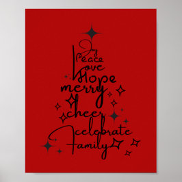 Joyful Holiday Tree - Typografie Art Feestelijke w Poster