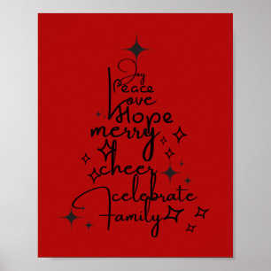 Joyful Holiday Tree - Typografie Art Feestelijke w Poster