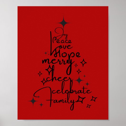 Joyful Holiday Tree - Typografie Art Feestelijke w Poster (Voorkant)