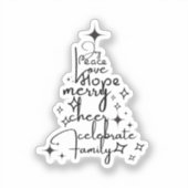 Joyful Holiday Tree - Typografie Art Feestelijke w Sticker (Voorkant)