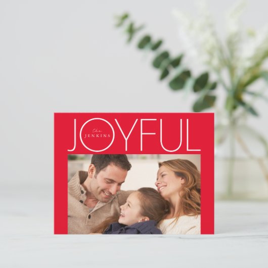 JOYFUL HOLIDAY | Voeg uw foto-Briefkaart toe Briefkaart (Staand voorkant)