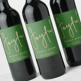 JOYFUL Holiday wenst Gold Faux Folie Groen Wijn Etiket