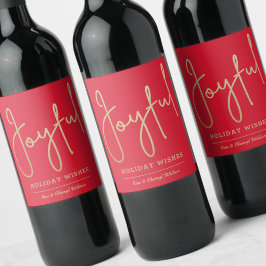 JOYFUL Holiday wenst Gold Faux Folie Red Wijn Etiket