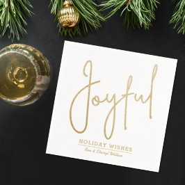 JOYFUL Holiday wenst Gold Faux-Folie Servet