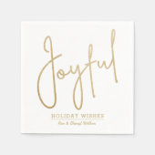 JOYFUL Holiday wenst Gold Faux-Folie Servet (Voorkant)