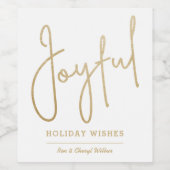 JOYFUL Holiday wenst Gold Faux-Folie Wijn Etiket (Enkel label)