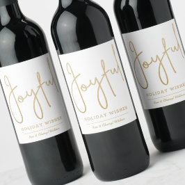 JOYFUL Holiday wenst Gold Faux-Folie Wijn Etiket