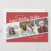 Joyful Holiday wil | 3 Fotokerstmis Feestdagenkaart (Voorkant)