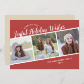 Joyful Holiday wil | 3 Fotokerstmis Feestdagenkaart (Voorkant / Achterkant)